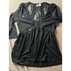 Romantic Rebel Black Top – Women’s Medium, Witchy Milkmaid Fairy Peasant Style